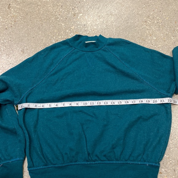 Universal thread high mock neck drop shoulder sleeve sweatshirt teal color sz S - Picture 3 of 4
